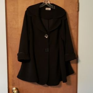 Seven Karat Black Peplum Swing Coat 2x Made in USA
